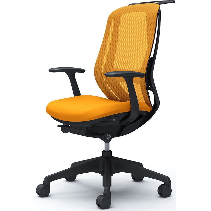 C646XS FMR8 シルフィー 固定肘 背メッシュ ハイ ブラックボディ ハンガー有 ランバー有 樹脂脚 オカムラ(岡村製作所) デザインアーム オレンジ色   C646XS FMR8