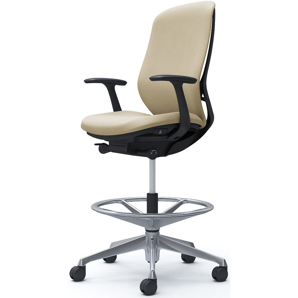 C647HR FXW2 シルフィー 固定肘 背クッション ハイ ハイチェア ブラックボディ ハンガー無 ランバー無 アルミ脚 1脚 オカムラ(岡村製作所) 【通販モノタロウ】