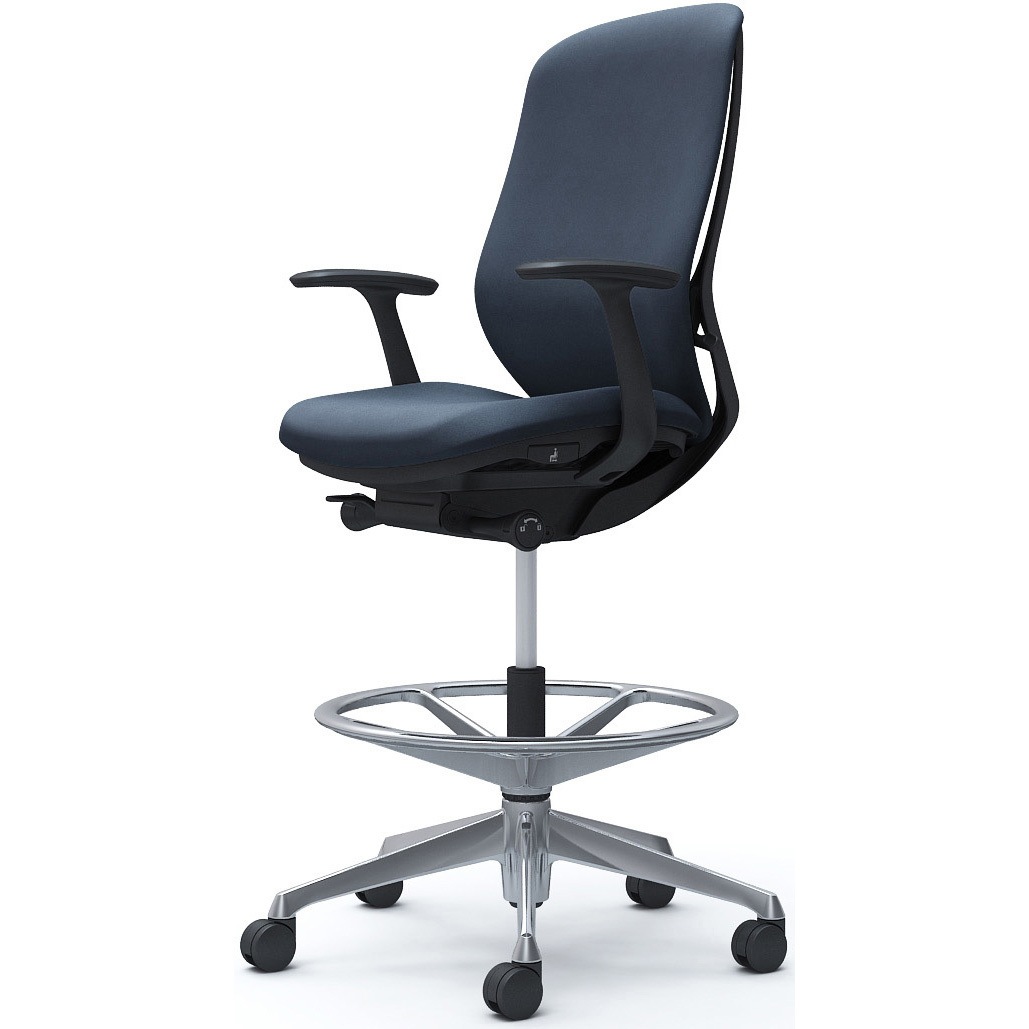 C647HR FXW4 シルフィー 固定肘 背クッション ハイ ハイチェア ブラックボディ ハンガー無 ランバー無 アルミ脚 1脚 オカムラ(岡村製作所) 【通販モノタロウ】