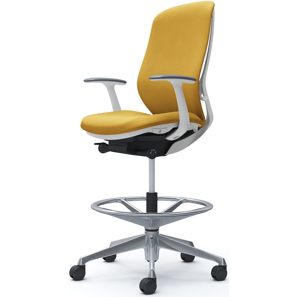 C647HW FXW7 シルフィー 固定肘 背クッション ハイ ハイチェア ホワイトボディ ハンガー無 ランバー無 アルミ脚 1脚 オカムラ(岡村製作所) 【通販モノタロウ】