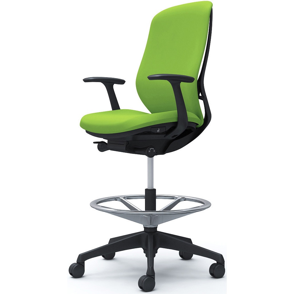 C647JR FSF5 シルフィー 固定肘 背クッション ハイ ハイチェア ブラックボディ ハンガー無 ランバー無 樹脂脚 1脚 オカムラ(岡村製作所) 【通販モノタロウ】