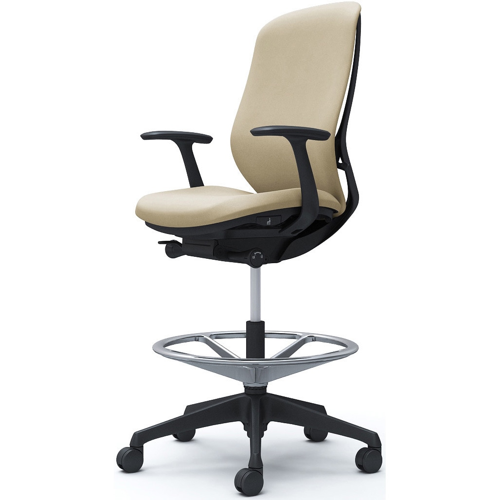 C647JR FXW2 シルフィー 固定肘 背クッション ハイ ハイチェア ブラックボディ ハンガー無 ランバー無 樹脂脚 1脚 オカムラ(岡村製作所) 【通販モノタロウ】