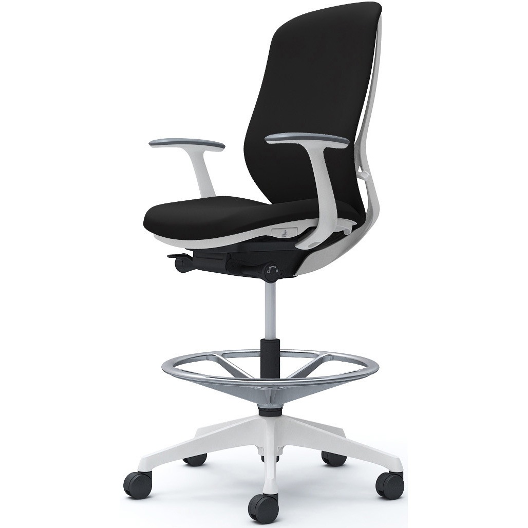 C647JW FSF1 シルフィー 固定肘 背クッション ハイ ハイチェア ホワイトボディ ハンガー無 ランバー無 樹脂脚 1脚 オカムラ(岡村製作所) 【通販モノタロウ】