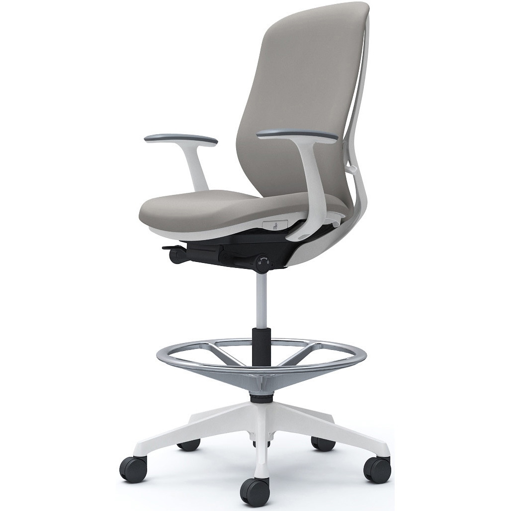 C647JW FSG3 シルフィー 固定肘 背クッション ハイ ハイチェア ホワイトボディ ハンガー無 ランバー無 樹脂脚 1脚 オカムラ(岡村製作所) 【通販モノタロウ】