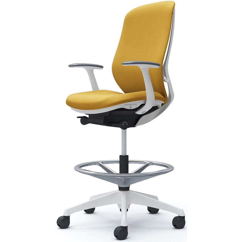 C647JW FXW7 シルフィー 固定肘 背クッション ハイ ハイチェア ホワイトボディ ハンガー無 ランバー無 樹脂脚 1脚 オカムラ(岡村製作所) 【通販モノタロウ】