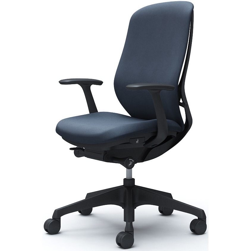 C647XR FXW4 シルフィー 固定肘 背クッション ハイ ブラックボディ ハンガー無 ランバー無 樹脂脚 オカムラ(岡村製作所) デザインアーム インディゴ色   C647XR FXW4