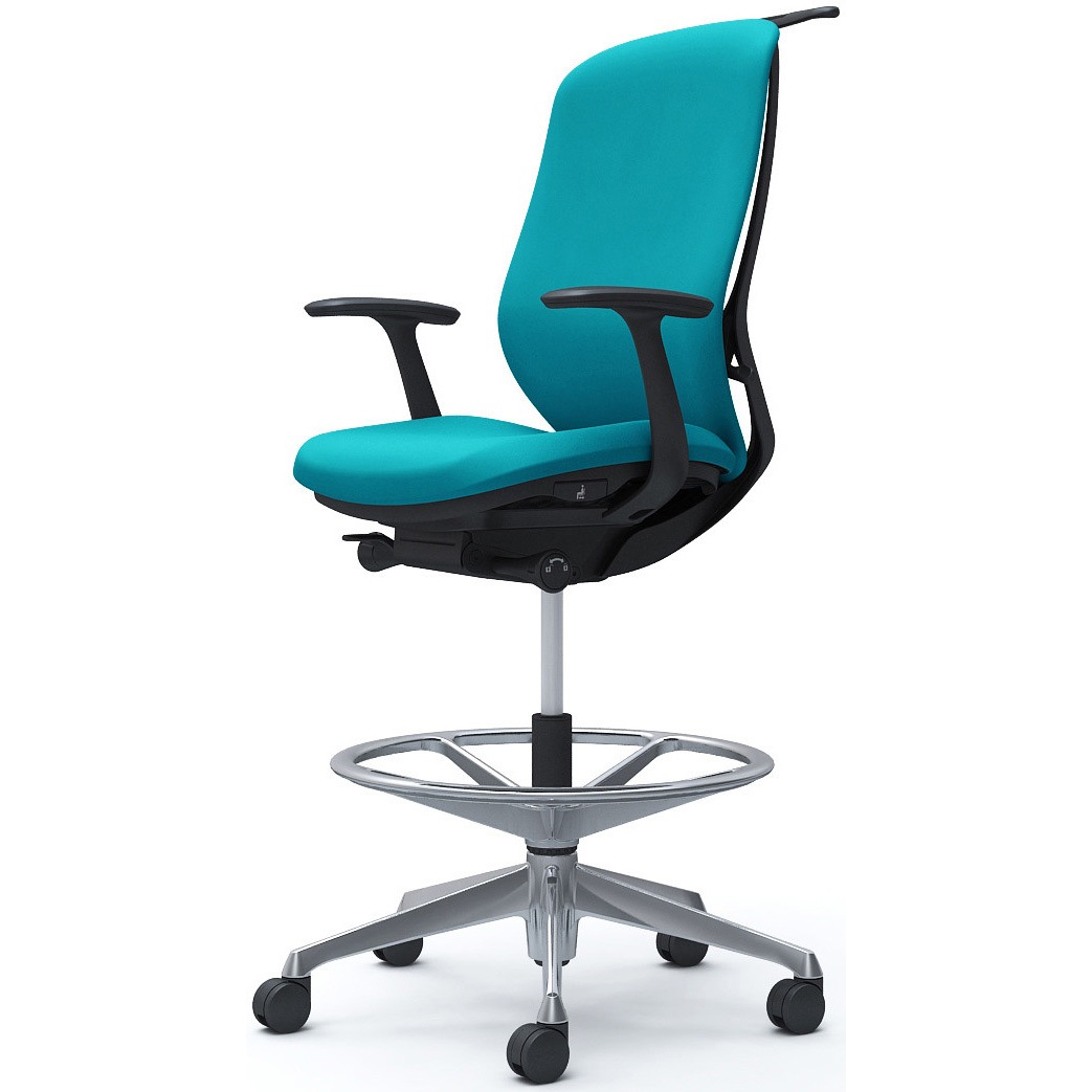 C648HR FSG6 シルフィー 固定肘 背クッション ハイ ハイチェア ブラックボディ ハンガー付 ランバー無 アルミ脚 1脚 オカムラ(岡村製作所) 【通販モノタロウ】