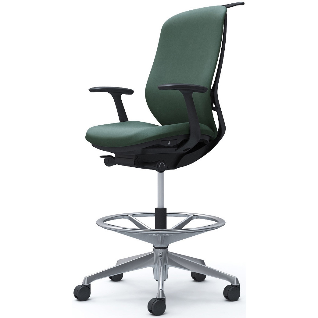 C648HR FXW5 シルフィー 固定肘 背クッション ハイ ハイチェア ブラックボディ ハンガー付 ランバー無 アルミ脚 1脚 オカムラ(岡村製作所) 【通販モノタロウ】