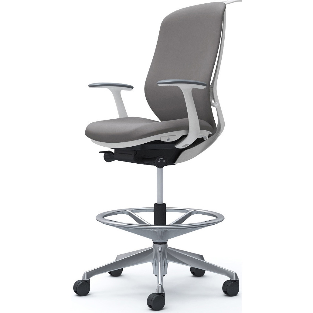 C648HW FXW1 シルフィー 固定肘 背クッション ハイ ハイチェア ホワイトボディ ハンガー付 ランバー無 アルミ脚 1脚 オカムラ(岡村製作所) 【通販モノタロウ】