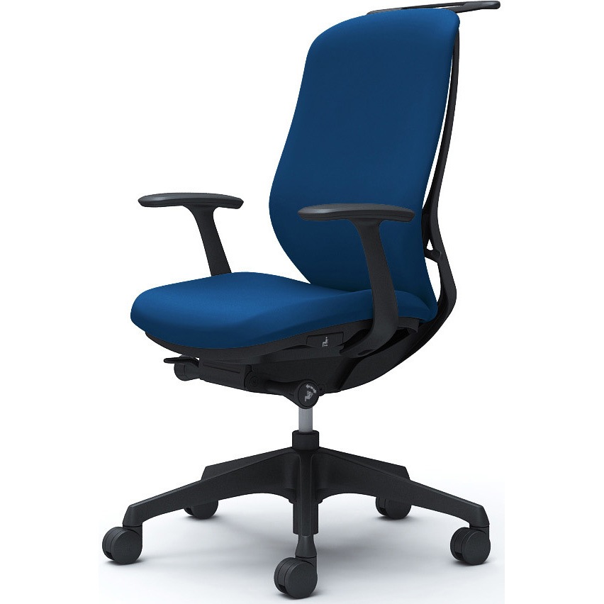 C648XR FSF3 シルフィー 固定肘 背クッション ハイ ブラックボディ ハンガー有 ランバー無 樹脂脚 オカムラ(岡村製作所) デザインアーム ミディアムブルー色   C648XR FSF3