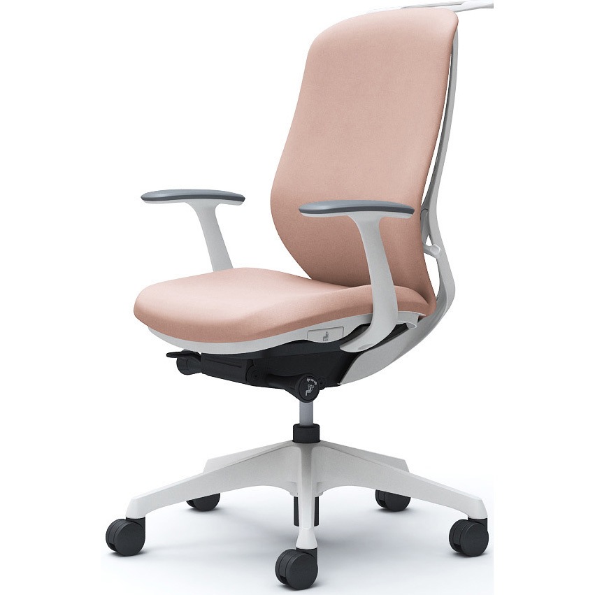 C648XW FXW8 シルフィー 固定肘 背クッション ハイ ホワイトボディ ハンガー有 ランバー無 樹脂脚 オカムラ(岡村製作所) デザインアーム ペールピンク色   C648XW FXW8