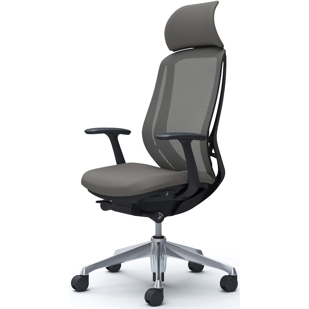 C64ABR FMR2 シルフィー固定肘 背メッシュEXハイ ブラックボディ ハンガー無 ランバー無 アルミ脚 オカムラ(岡村製作所) デザインアーム ミディアムグレー色   C64ABR FMR2