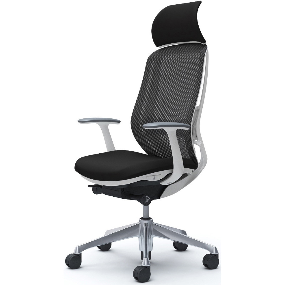 C64ABZ FMP1 シルフィー固定肘 背メッシュEXハイ ホワイトボディ ハンガー無 ランバー有 アルミ脚 オカムラ(岡村製作所) デザインアーム ブラック色   C64ABZ FMP1 76,890円