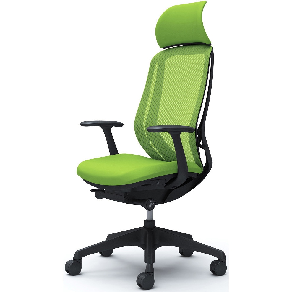 C64AXR FMP5 シルフィー固定肘 背メッシュEXハイ ブラックボディ ハンガー無 ランバー無 樹脂脚 オカムラ(岡村製作所) デザインアーム ライムグリーン色   C64AXR FMP5 65,890円