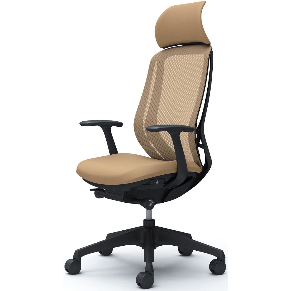 C64AXR FMP7 シルフィー固定肘 背メッシュEXハイ ブラックボディ ハンガー無 ランバー無 樹脂脚 オカムラ(岡村製作所) デザインアーム ベージュ色   C64AXR FMP7