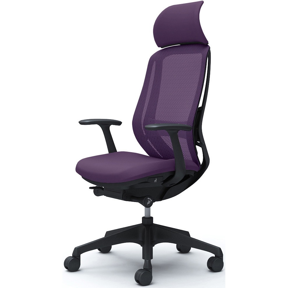 C64AXS FMP0 シルフィー固定肘 背メッシュEXハイ ブラックボディ ハンガー無 ランバー有 樹脂脚 オカムラ(岡村製作所) デザインアーム パープル色   C64AXS FMP0