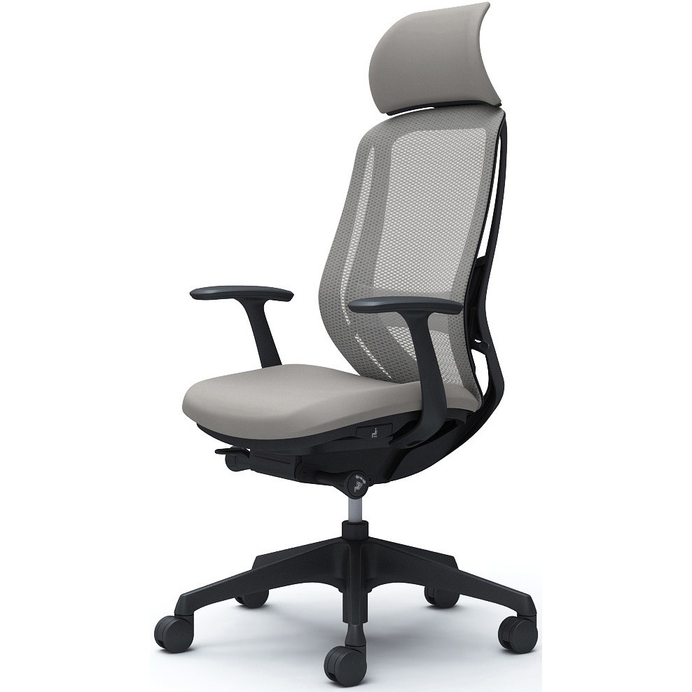 C64AXS FMR3 シルフィー固定肘 背メッシュEXハイ ブラックボディ ハンガー無 ランバー有 樹脂脚 オカムラ(岡村製作所) デザインアーム ライトグレー色   C64AXS FMR3