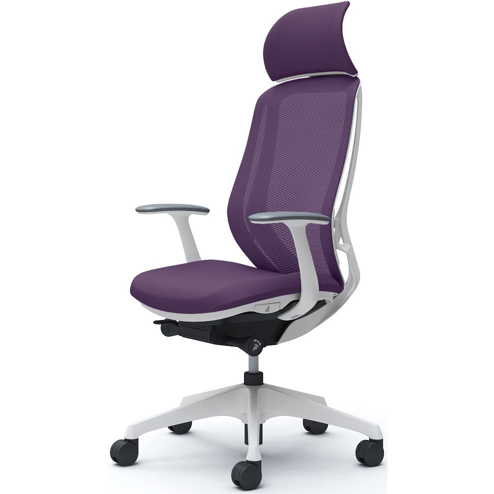 C64AXW FMP0 シルフィー固定肘 背メッシュEXハイ ホワイトボディ ハンガー無 ランバー無 樹脂脚 オカムラ(岡村製作所) デザインアーム パープル色   C64AXW FMP0 65,890円