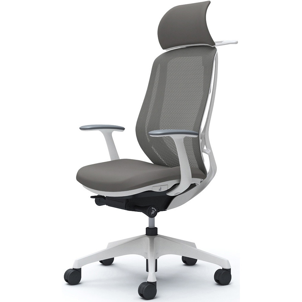 C64BXW FMR2 シルフィー固定肘 背メッシュEXハイ ホワイトボディ ハンガー有 ランバー無 樹脂脚 オカムラ(岡村製作所) ミディアムグレー色   C64BXW FMR2