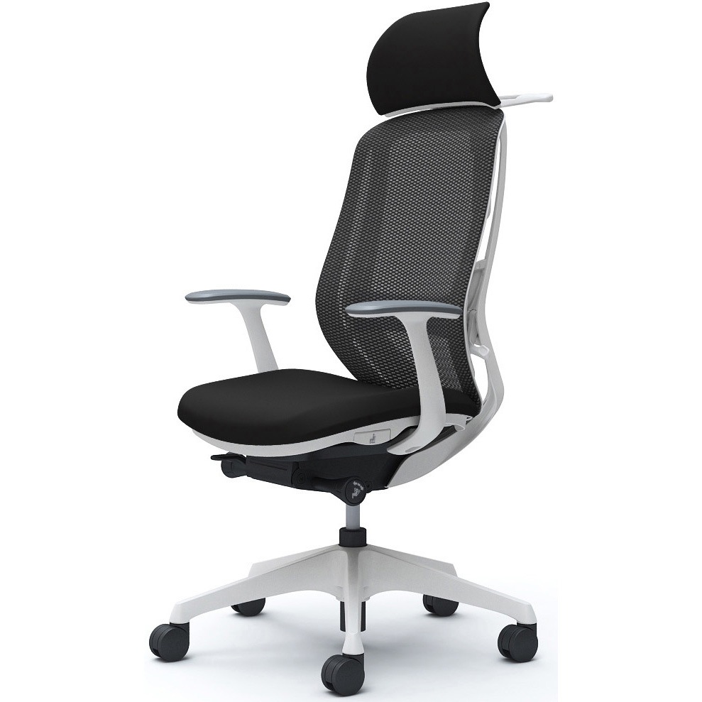 C64BXZ FMP1 シルフィー固定肘 背メッシュEXハイ ホワイトボディ ハンガー有 ランバー有 樹脂脚 オカムラ(岡村製作所) ブラック色   C64BXZ FMP1