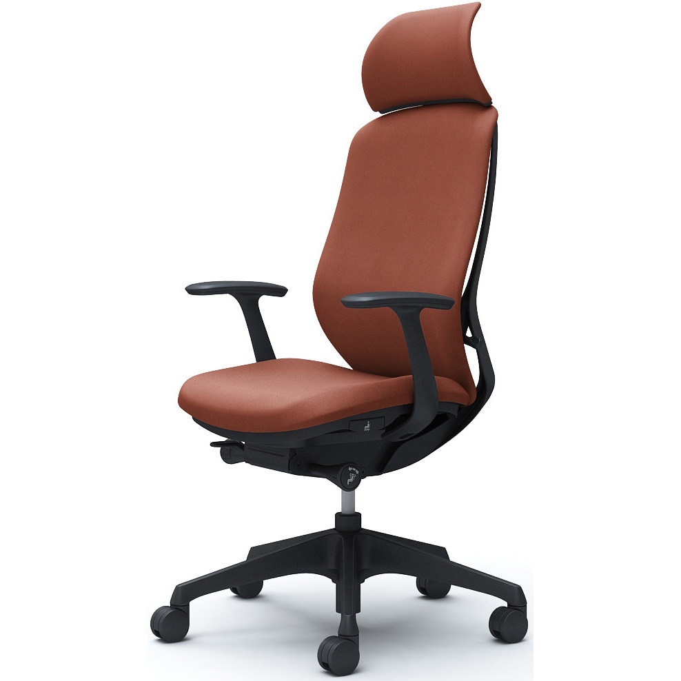 C64CXR FXW6 シルフィー固定肘 背クッションEXハイ ブラックボディ ハンガー無 ランバー無 樹脂脚 オカムラ(岡村製作所) テラコッタ色   C64CXR FXW6