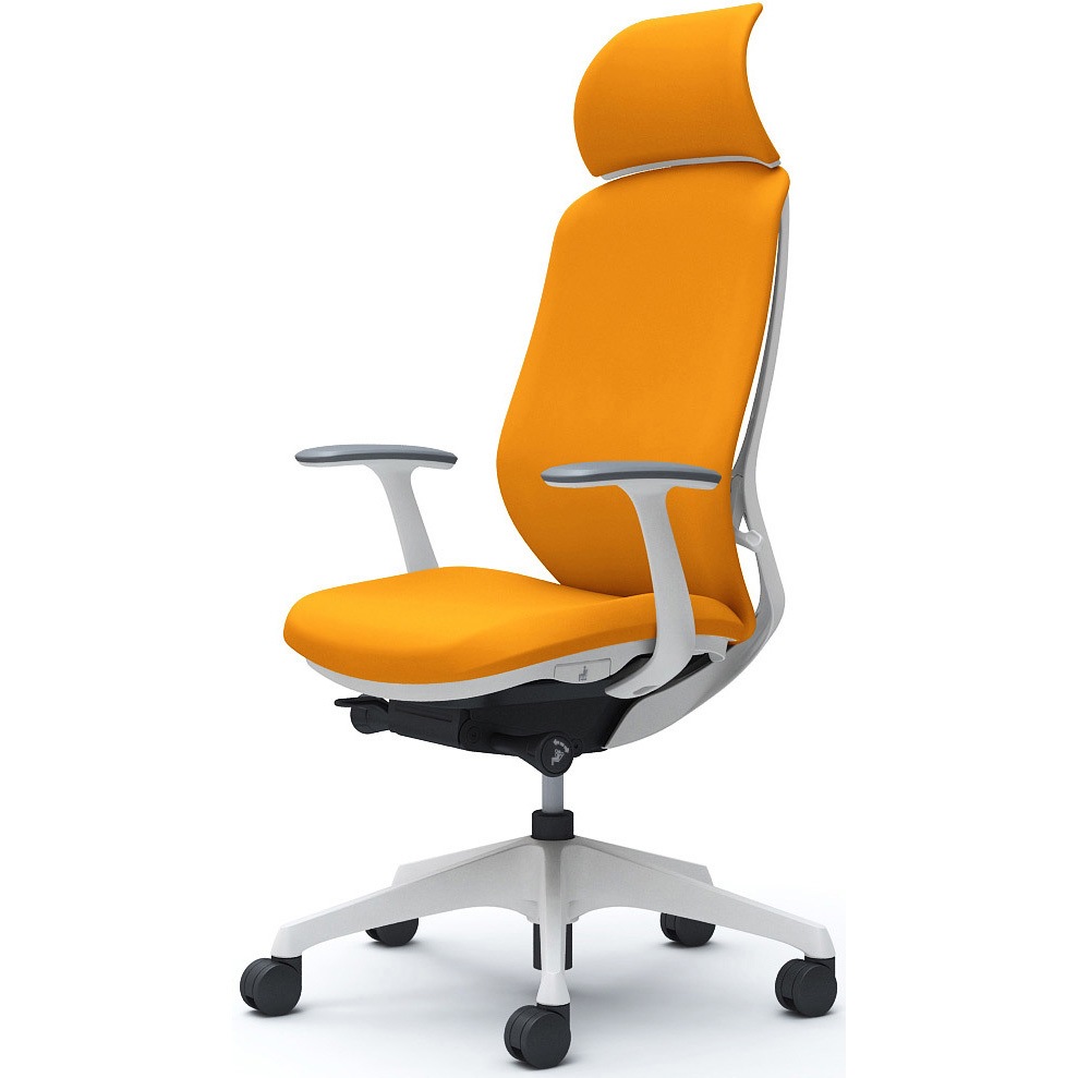 C64CXW FSG8 シルフィー固定肘 背クッションEXハイ ホワイトボディ ハンガー無 ランバー無 樹脂脚 オカムラ(岡村製作所) オレンジ色   C64CXW FSG8