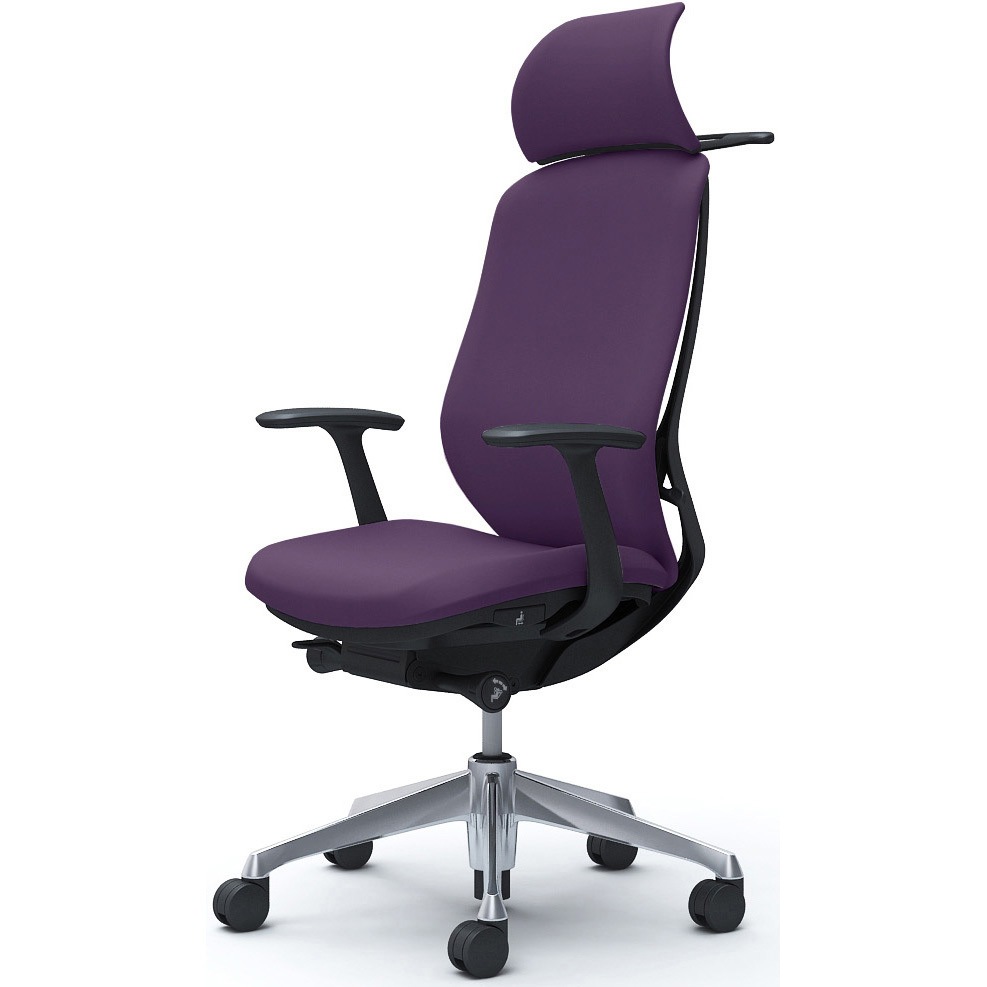 C64DBR FSF0 シルフィー固定肘 背クッションEXハイ ブラックボディ ハンガー有 ランバー無 アルミ脚 オカムラ(岡村製作所) パープル色   C64DBR FSF0