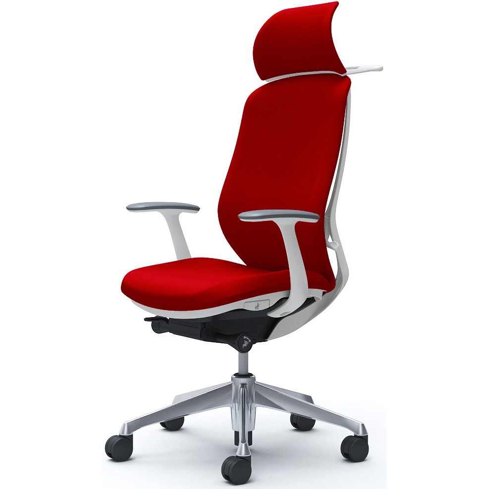 C64DBW FSF9 シルフィー固定肘 背クッションEXハイ ホワイトボディ ハンガー有 ランバー無 アルミ脚 オカムラ(岡村製作所) レッド色   C64DBW FSF9 76,890円