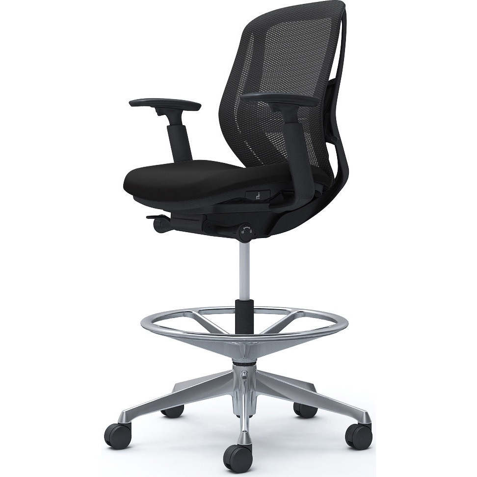 C681HS FMP1 シルフィー 可動肘 背メッシュ ロー ハイチェア ブラックボディ ハンガー無 ランバー付 アルミ脚 1脚 オカムラ(岡村製作所) 【通販モノタロウ】