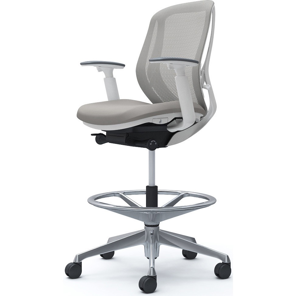 C681HW FMR3 シルフィー 可動肘 背メッシュ ロー ハイチェア ホワイトボディ ハンガー無 ランバー無 アルミ脚 1脚 オカムラ(岡村製作所) 【通販モノタロウ】