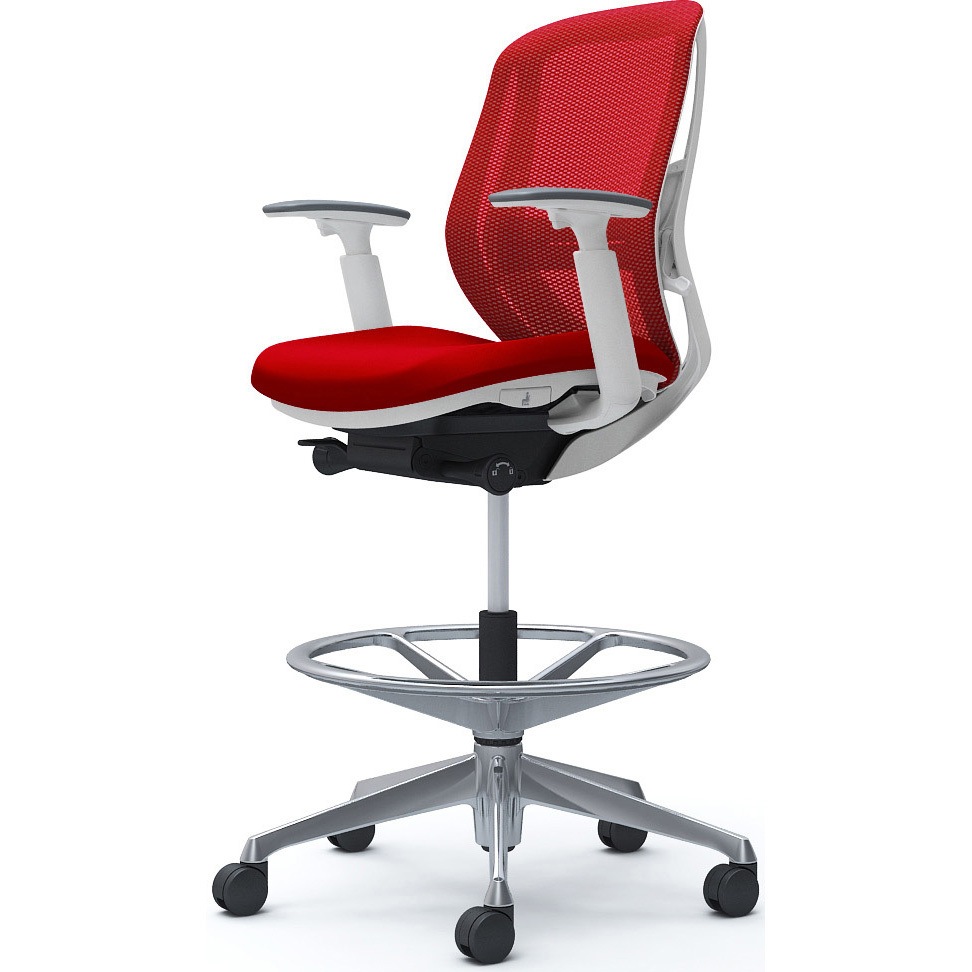 C681HZ FMP9 シルフィー 可動肘 背メッシュ ロー ハイチェア ホワイトボディ ハンガー無 ランバー付 アルミ脚 1脚 オカムラ(岡村製作所) 【通販モノタロウ】