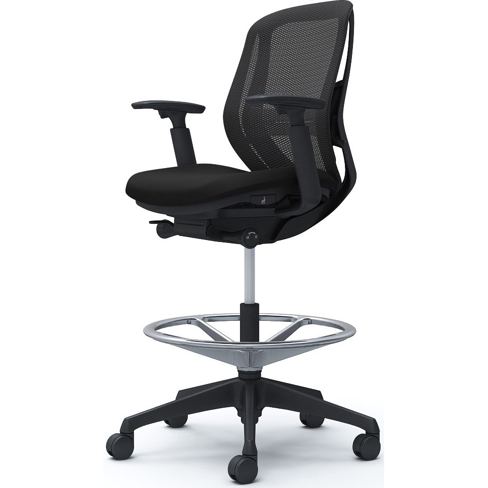 C681JS FMP1 シルフィー 可動肘 背メッシュ ロー ハイチェア ブラックボディ ハンガー無 ランバー付 樹脂脚 1脚 オカムラ(岡村製作所) 【通販モノタロウ】