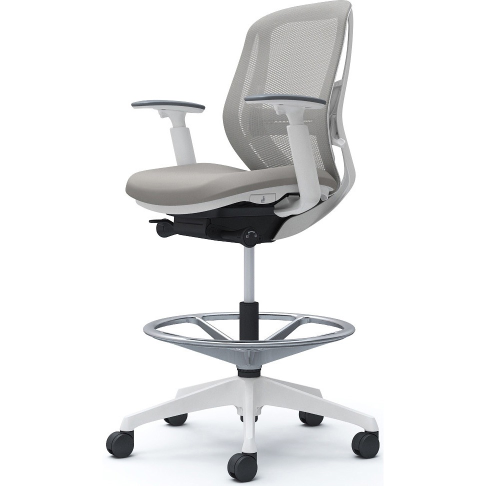 C681JZ FMR3 シルフィー 可動肘 背メッシュ ロー ハイチェア ホワイトボディ ハンガー無 ランバー付 樹脂脚 1脚 オカムラ(岡村製作所) 【通販モノタロウ】