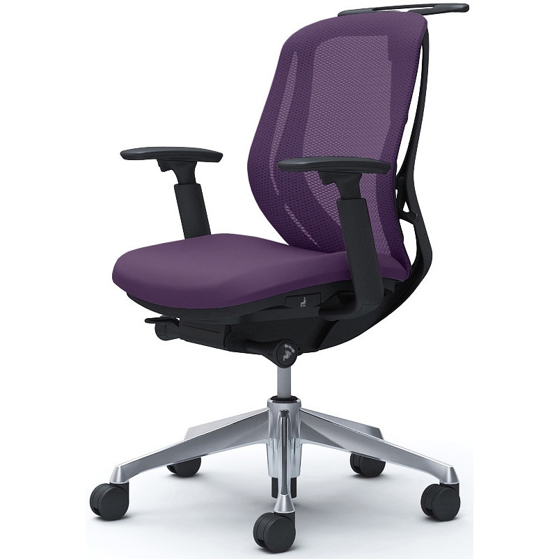 C682BR FMP0 シルフィー 可動肘 背メッシュ ロー ブラックボディ ハンガー有 ランバー無 アルミ脚 オカムラ(岡村製作所) アジャストアーム パープル色   C682BR FMP0