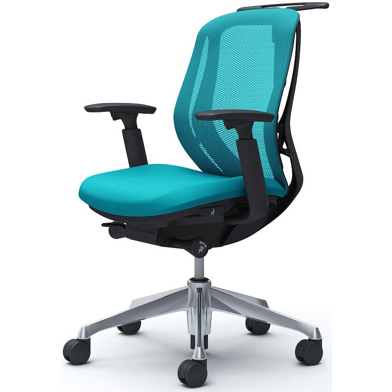 C682BR FMR6 シルフィー 可動肘 背メッシュ ロー ブラックボディ ハンガー有 ランバー無 アルミ脚 オカムラ(岡村製作所) アジャストアーム ブルーグリーン色   C682BR FMR6 71,390円