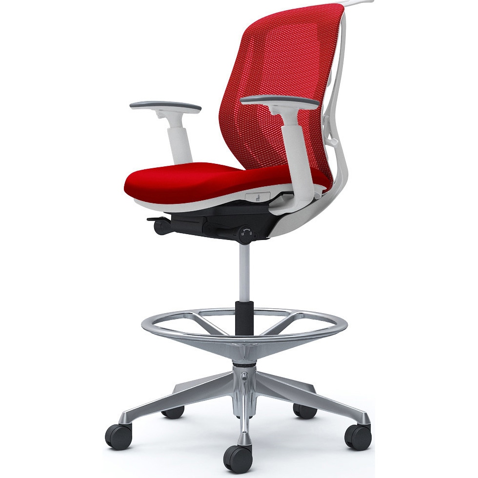 C682HW FMP9 シルフィー 可動肘 背メッシュ ロー ハイチェア ホワイトボディ ハンガー付 ランバー無 アルミ脚 1脚 オカムラ(岡村製作所) 【通販モノタロウ】