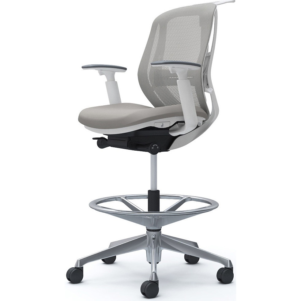 C682HZ FMR3 シルフィー 可動肘 背メッシュ ロー ハイチェア ホワイトボディ ハンガー付 ランバー付 アルミ脚 1脚 オカムラ(岡村製作所) 【通販モノタロウ】