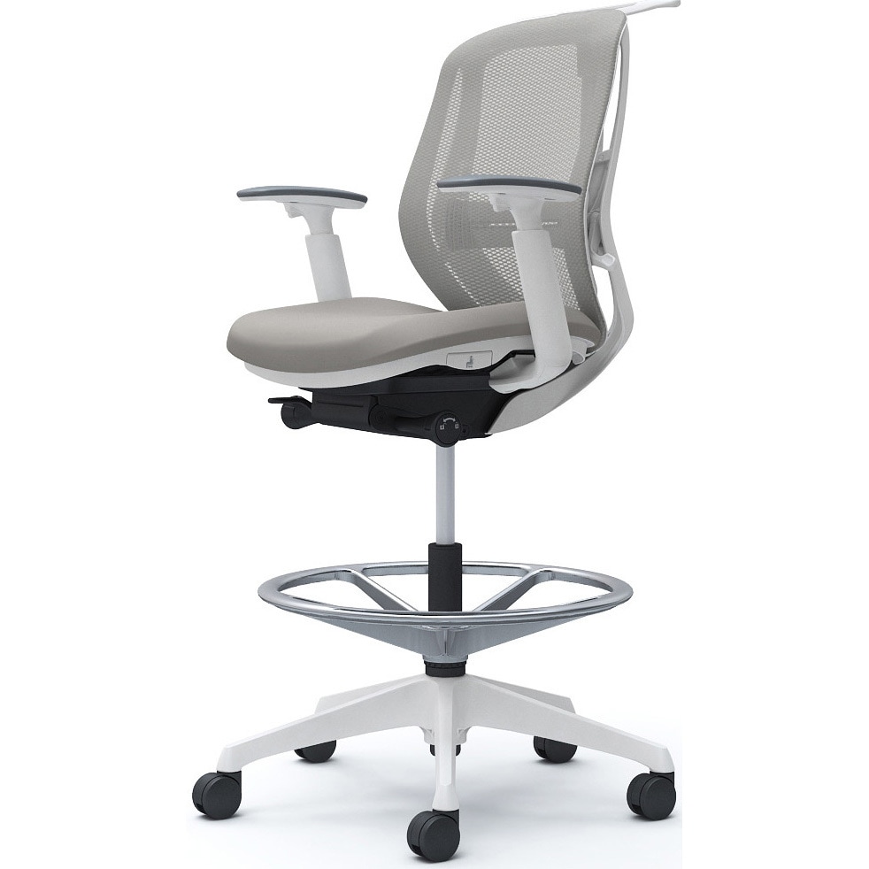 C682JZ FMR3 シルフィー 可動肘 背メッシュ ロー ハイチェア ホワイトボディ ハンガー付 ランバー付 樹脂脚 1脚 オカムラ(岡村製作所) 【通販モノタロウ】