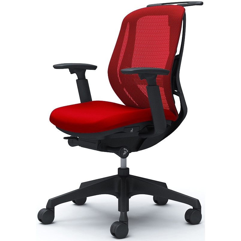 C682XS FMP9 シルフィー 可動肘 背メッシュ ロー ブラックボディ ハンガー有 ランバー有 樹脂脚 オカムラ(岡村製作所) アジャストアーム レッド色   C682XS FMP9