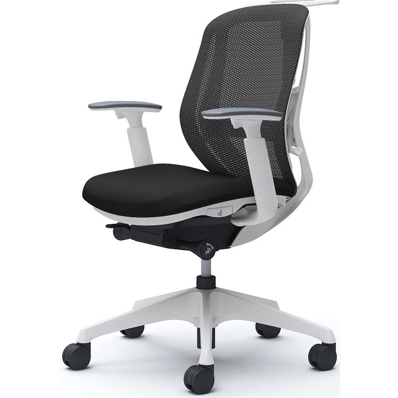 C682XZ FMP1 シルフィー 可動肘 背メッシュ ロー ホワイトボディ ハンガー有 ランバー有 樹脂脚 オカムラ(岡村製作所) アジャストアーム ブラック色   C682XZ FMP1