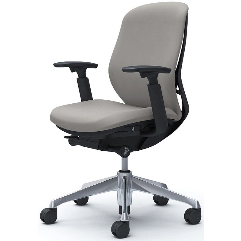 C683BR FSG3 シルフィー 可動肘 背クッション ロー ブラックボディ ハンガー無 ランバー無 アルミ脚 オカムラ(岡村製作所) アジャストアーム ライトグレー色   C683BR FSG3