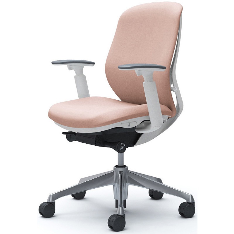 C683BW FXW8 シルフィー 可動肘 背クッション ロー ホワイトボディ ハンガー無 ランバー無 アルミ脚 オカムラ(岡村製作所) アジャストアーム ペールピンク色   C683BW FXW8