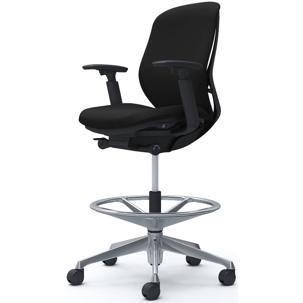 C683HR FSF1 シルフィー 可動肘 背クッション ロー ハイチェア ブラックボディ ハンガー無 ランバー無 アルミ脚 1脚 オカムラ(岡村製作所) 【通販モノタロウ】