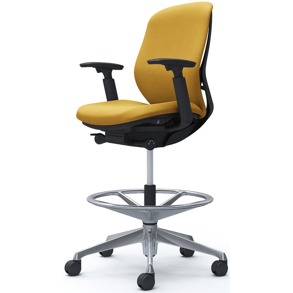 C683HR FXW7 シルフィー 可動肘 背クッション ロー ハイチェア ブラックボディ ハンガー無 ランバー無 アルミ脚 1脚 オカムラ(岡村製作所) 【通販モノタロウ】