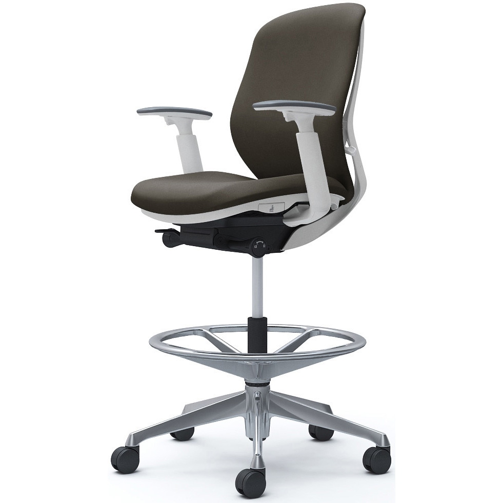 C683HW FXW3 シルフィー 可動肘 背クッション ロー ハイチェア ホワイトボディ ハンガー無 ランバー無 アルミ脚 1脚 オカムラ(岡村製作所) 【通販モノタロウ】