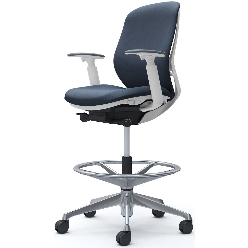 C683HW FXW4 シルフィー 可動肘 背クッション ロー ハイチェア ホワイトボディ ハンガー無 ランバー無 アルミ脚 1脚 オカムラ(岡村製作所) 【通販モノタロウ】