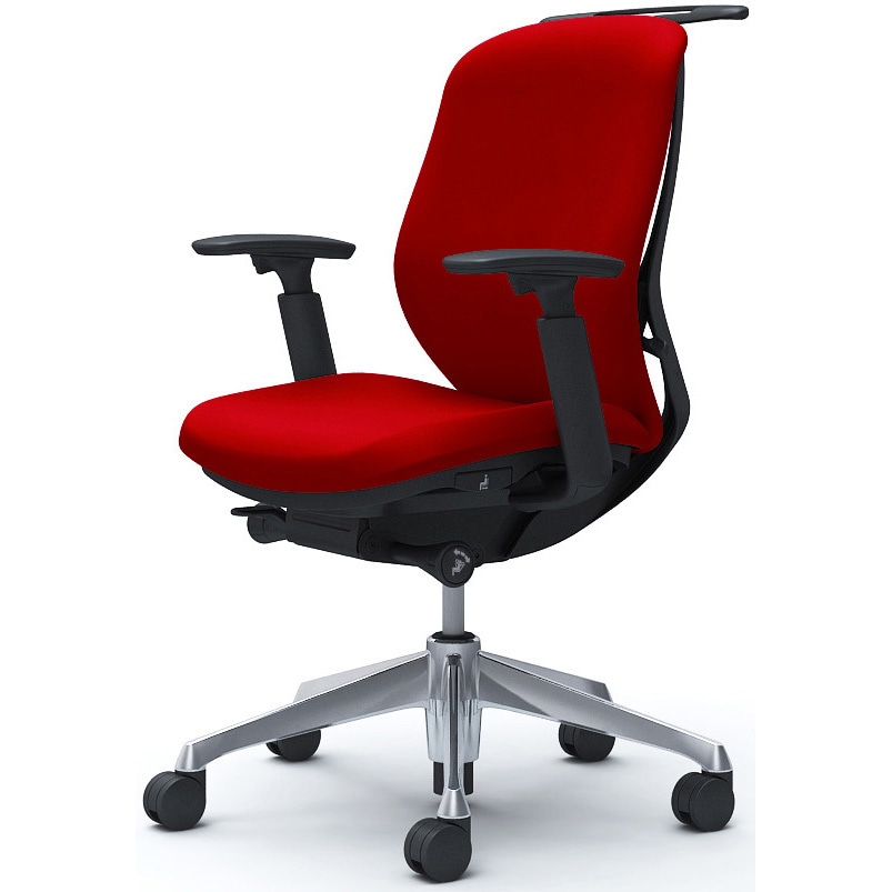 C684BR FSF9 シルフィー 可動肘 背クッション ロー ブラックボディ ハンガー有 ランバー無 アルミ脚 オカムラ(岡村製作所) アジャストアーム レッド色   C684BR FSF9