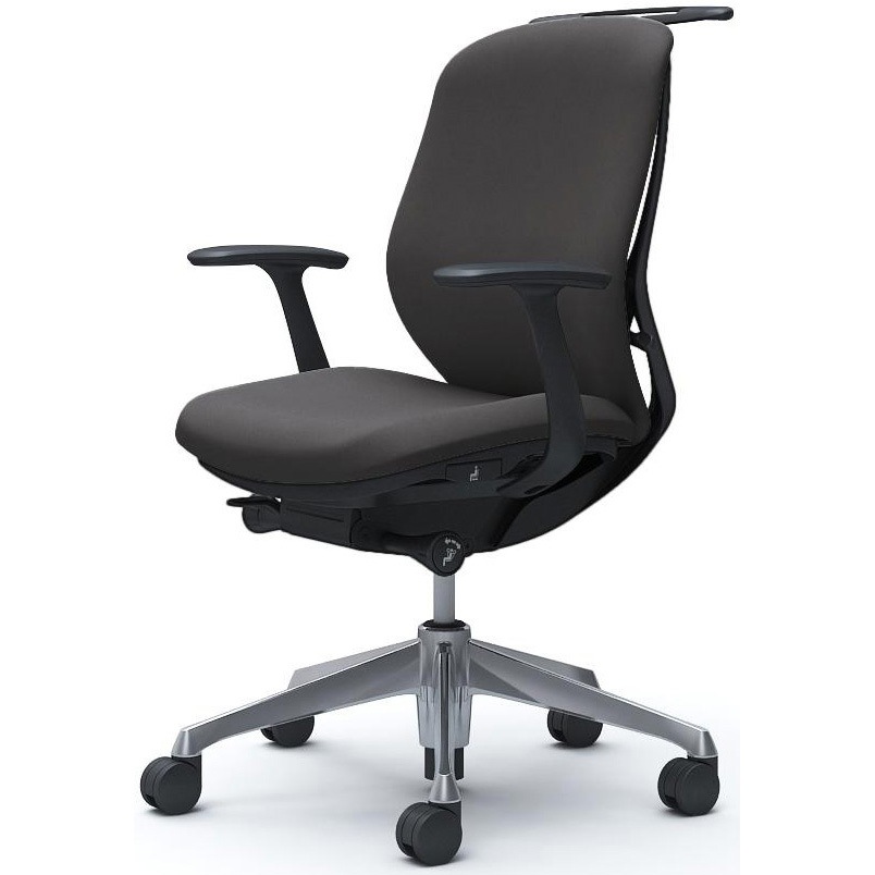C684BR FXW0 シルフィー 可動肘 背クッション ロー ブラックボディ ハンガー有 ランバー無 アルミ脚 オカムラ(岡村製作所) アジャストアーム ダークグレー色   C684BR FXW0