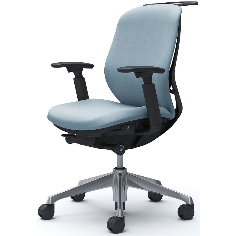 C684BR FXW9 シルフィー 可動肘 背クッション ロー ブラックボディ ハンガー有 ランバー無 アルミ脚 オカムラ(岡村製作所) アジャストアーム セージ色   C684BR FXW9