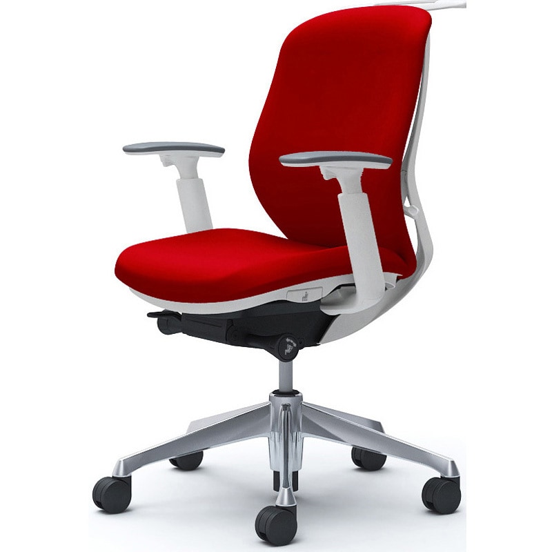 C684BW FSF9 シルフィー 可動肘 背クッション ロー ホワイトボディ ハンガー有 ランバー無 アルミ脚 オカムラ(岡村製作所) アジャストアーム レッド色   C684BW FSF9 71,390円